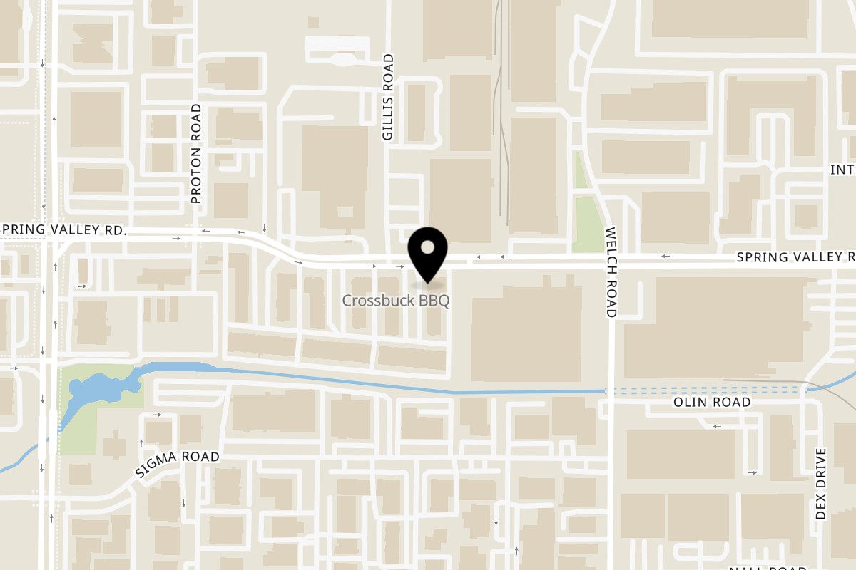 Map showing the location of Halal Fusionz Regal Row on 4488 Spring Valley Rd in Farmers Branch